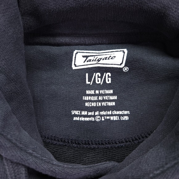 Vintage Tailgate Sweatshirt Mens Large Black Space Jam Hooded Looney Tunes - Picture 3 of 8